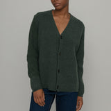 Cardigan Unisex Lana Rigenerata Cleto Verde Foresta