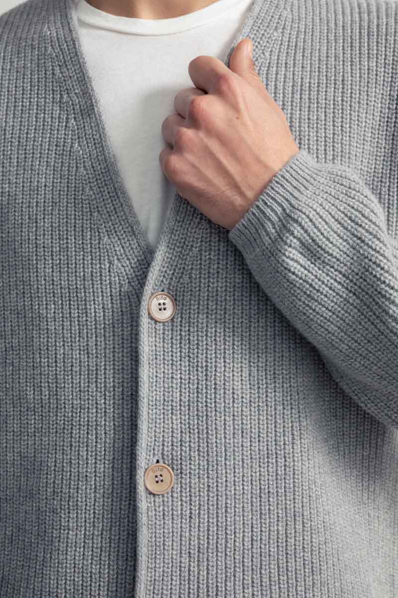 Cardigan Unisex Lana Rigenerata Cleto Grigio