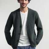 Cardigan Unisex Lana Rigenerata Cleto Verde Foresta