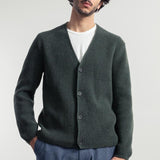 Cardigan Unisex Lana Rigenerata Cleto Verde Foresta