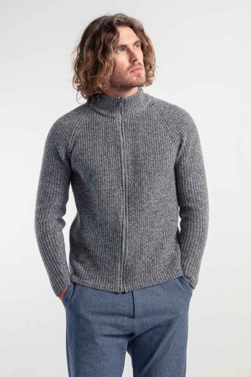 Chanteclaire Grigio Grafite | Cardigan Uomo Cashmere Rigenerato Ippolito