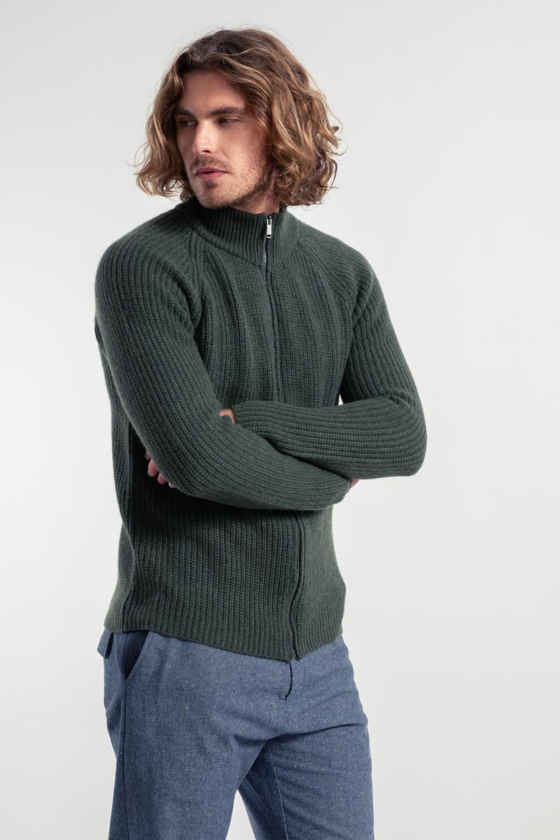 Cardigan Uomo Cashmere Rigenerato Ippolito Verde - Moda Etica Rifò