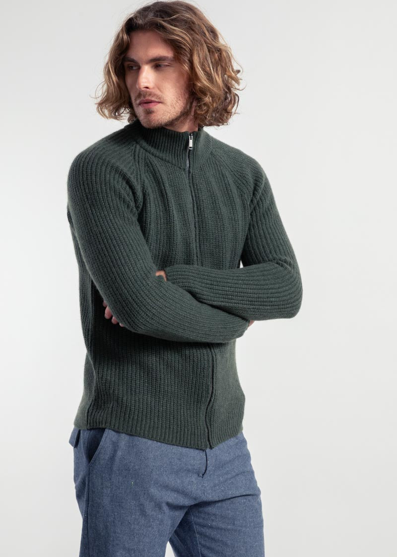 Verde Foresta | Cardigan Uomo Cashmere Rigenerato Ippolito