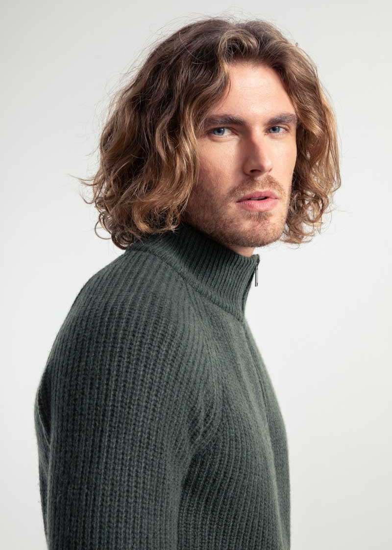 Verde Foresta | Cardigan Uomo Cashmere Rigenerato Ippolito