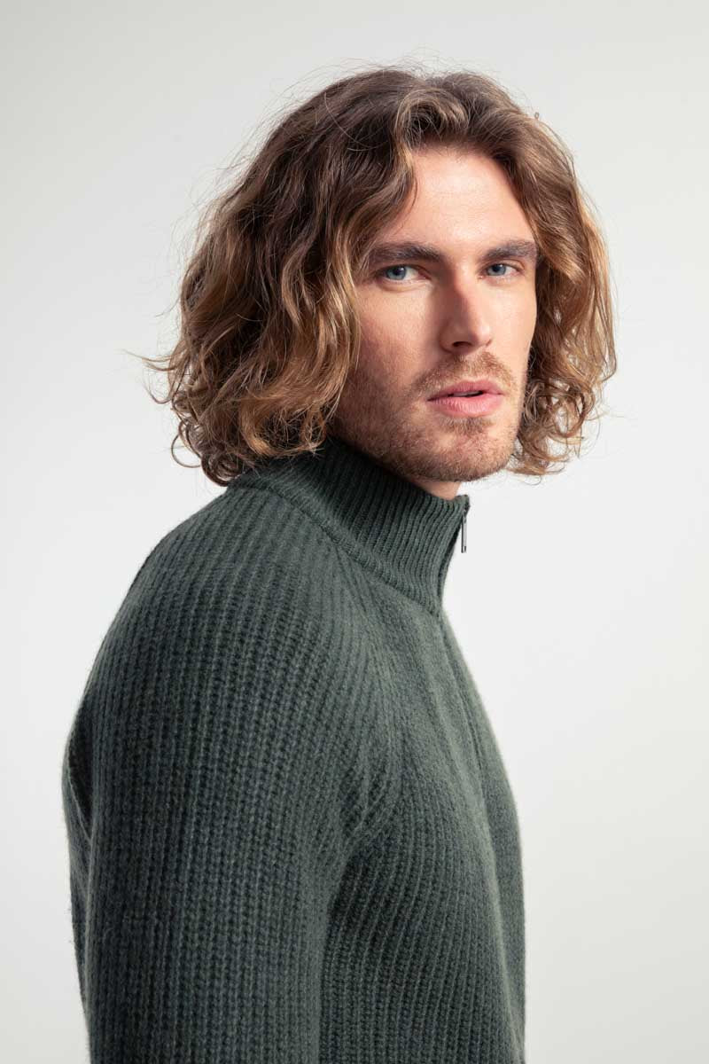 Verde Foresta | Cardigan Uomo Cashmere Rigenerato Ippolito