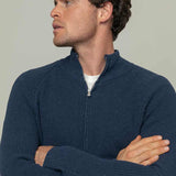 Blu Baltico | Cardigan zip uomo cotone rigenerato