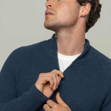 Blu Baltico | Cardigan zip uomo cotone rigenerato