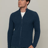 Blu Baltico | Cardigan zip uomo cotone rigenerato