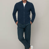 Blu Baltico | Cardigan zip uomo cotone rigenerato