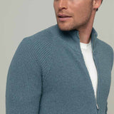 Blu Atlantico | Cardigan zip uomo cotone rigenerato