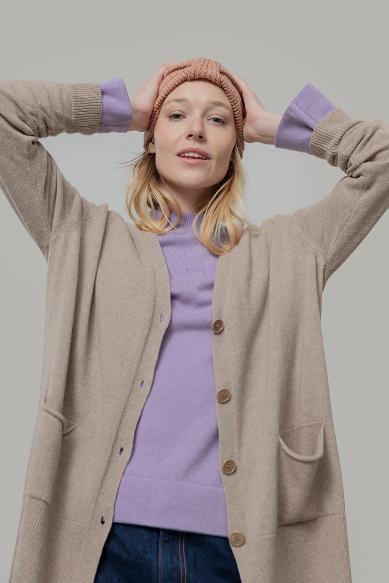 Beige Sabbia | Cardigan Donna Cashmere Rigenerato Claudia