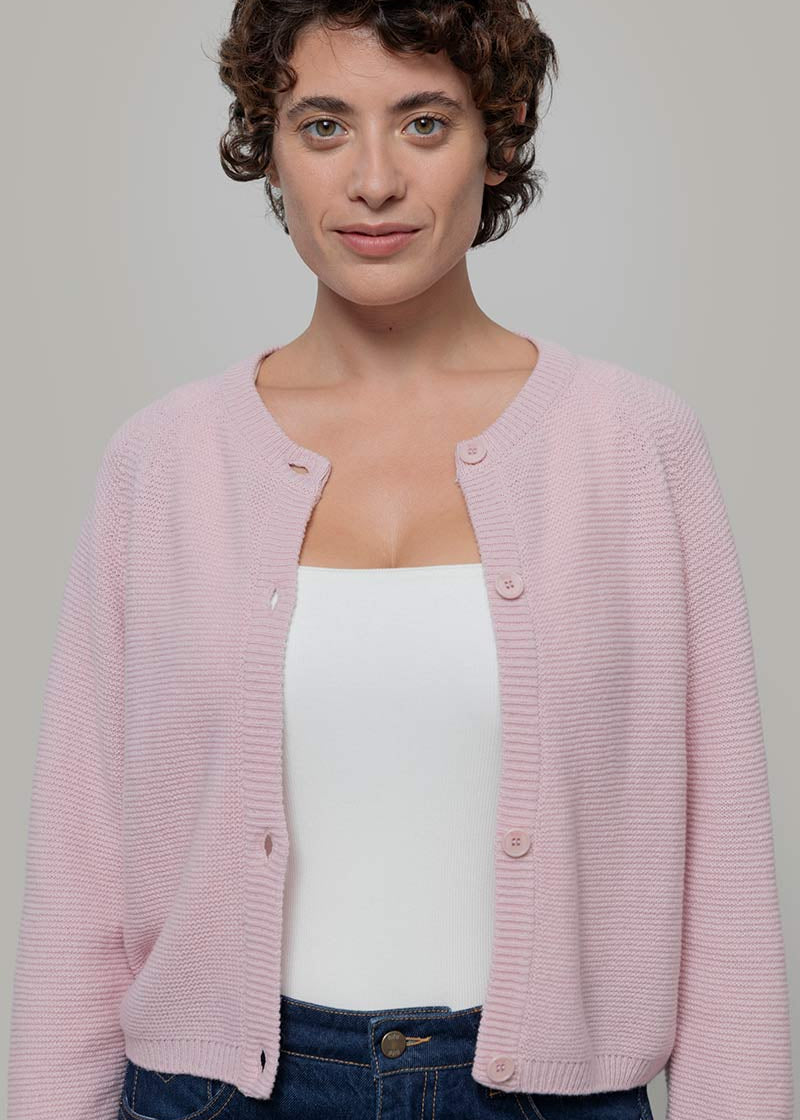 Maglia Girocollo Donna Cashmere Rigenerato Giulietta Rosa - Rifò Lab Moda circolare made in Italy