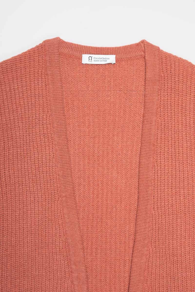 Cardigan Donna Cashmere Rigenerato Margherita Rosa Pompelmo