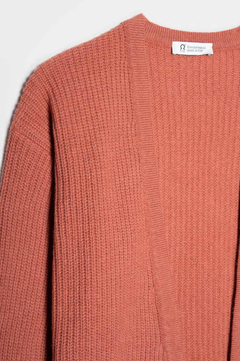 Cardigan Donna Cashmere Rigenerato Margherita Rosa Pompelmo