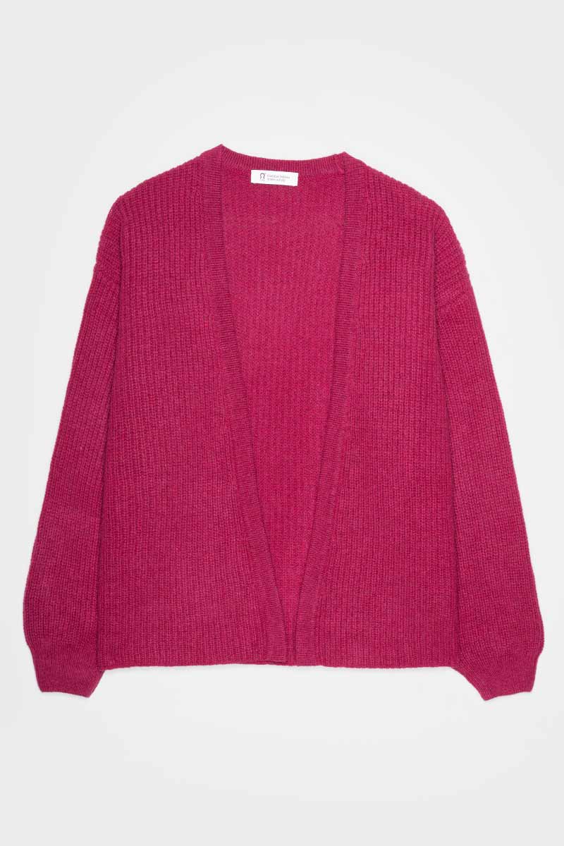 Cardigan Donna Cashmere Rigenerato Margherita Rosa Ciclamino