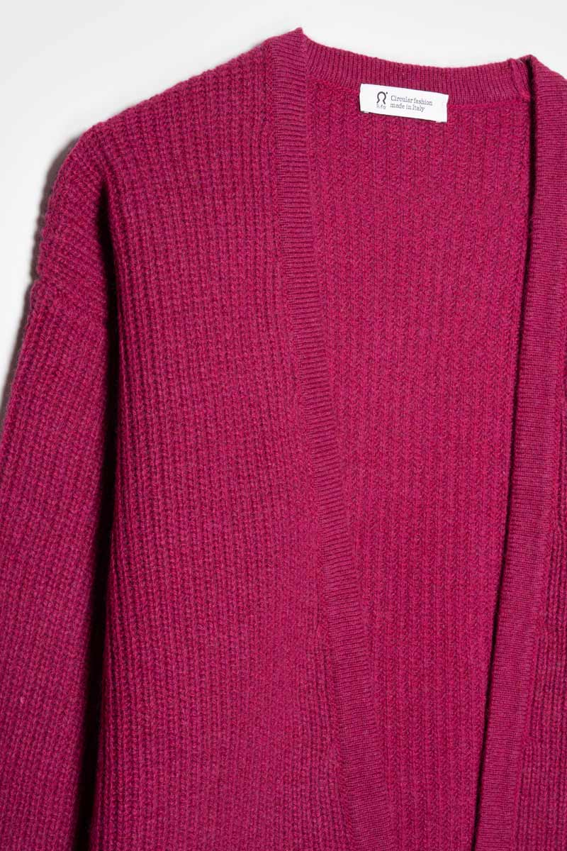 Cardigan Donna Cashmere Rigenerato Margherita Rosa Ciclamino