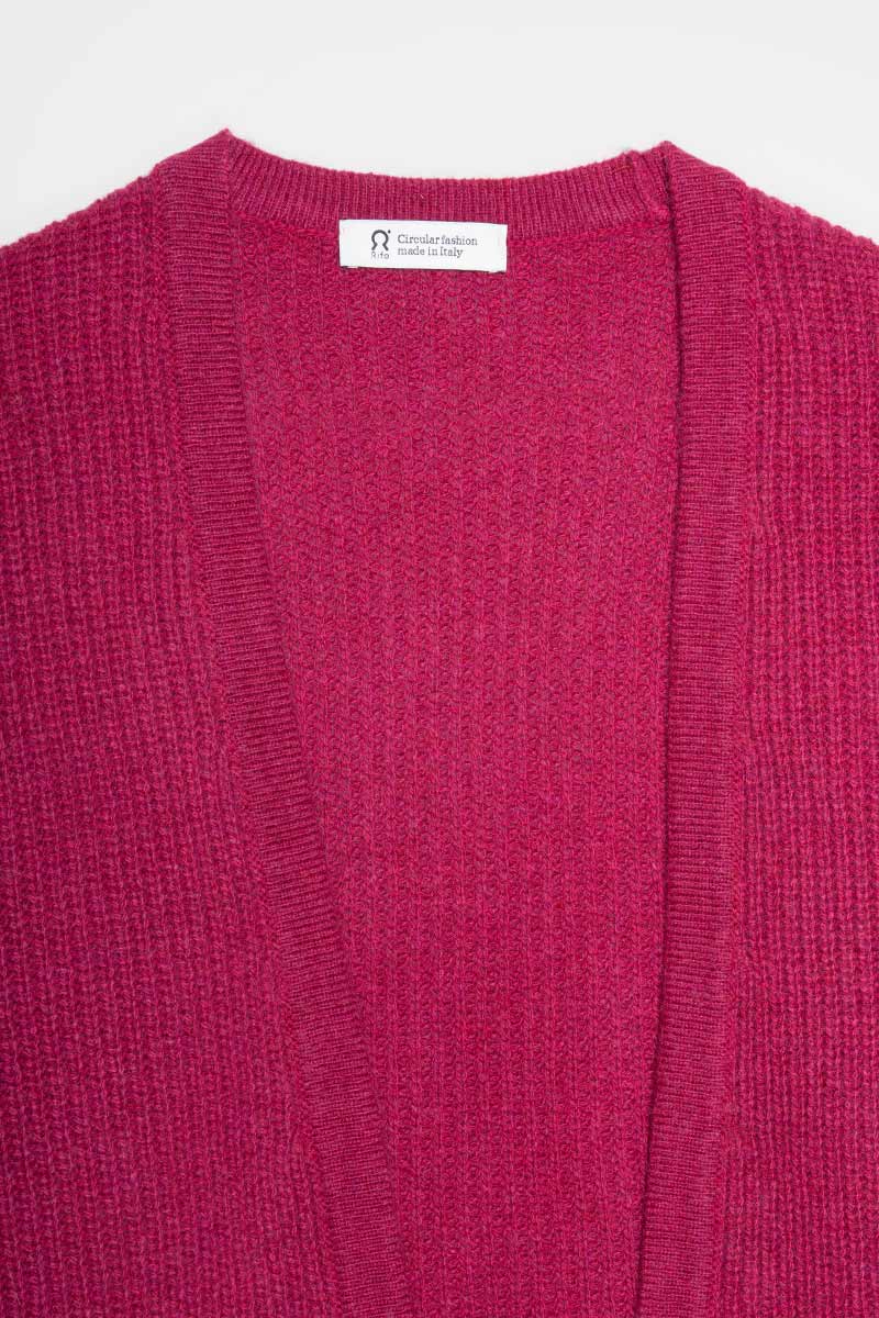 Cardigan Donna Cashmere Rigenerato Margherita Rosa Ciclamino