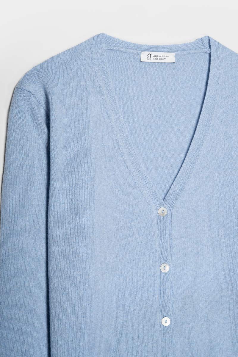 Azzurro Nuvola | Cardigan Donna Light Cashmere Rigenerato Letizia