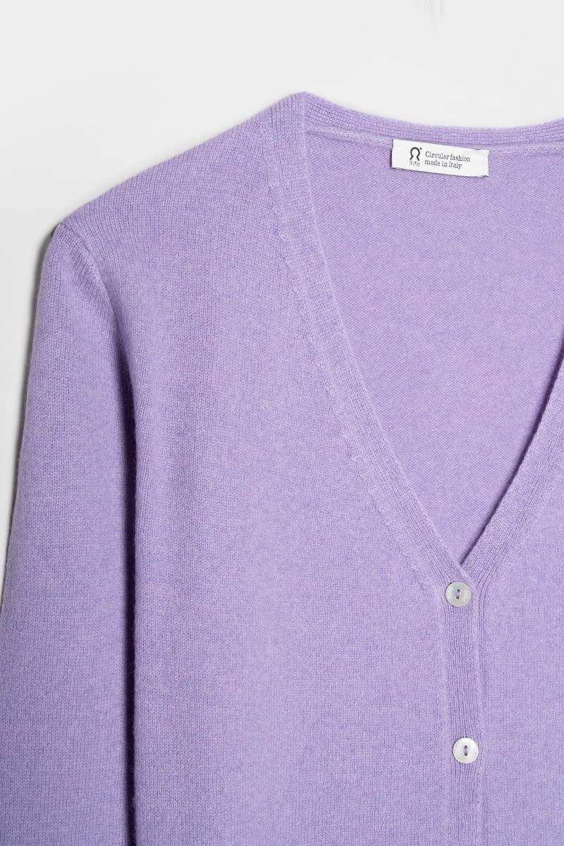 Viola Glicine | Cardigan Donna Light Cashmere Rigenerato Letizia