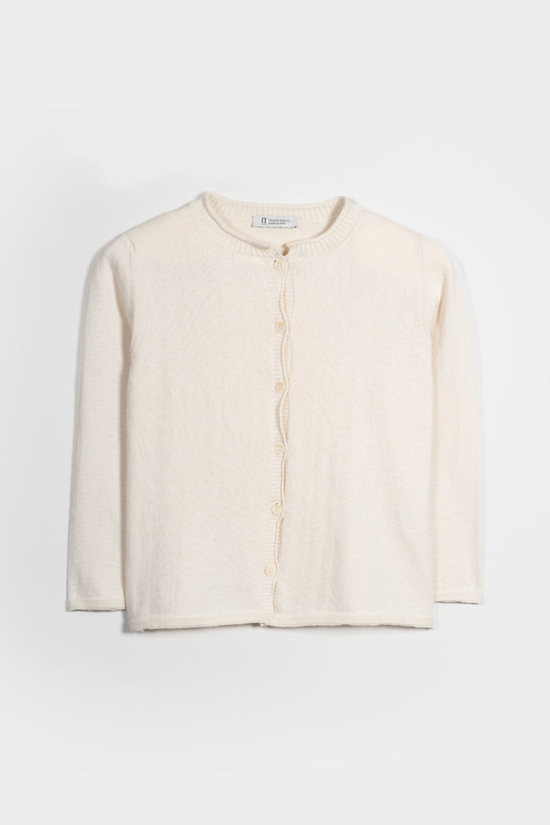 Cardigan Donna Manica Media Cotone Rigenerato Leda Bianco