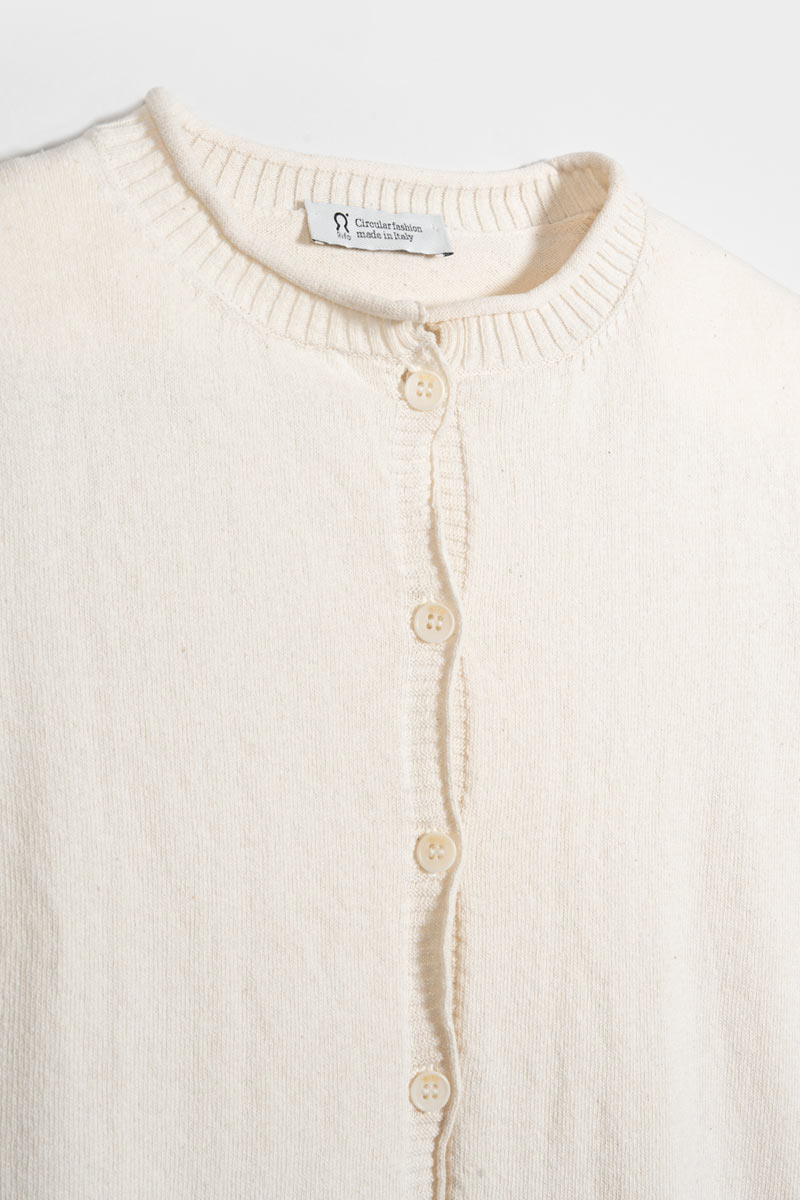 Cardigan Donna Manica Media Cotone Rigenerato Leda Bianco