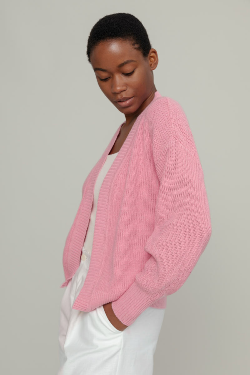 Rosa Ciliegio | Cardigan Donna Cotone Rigenerato Irma