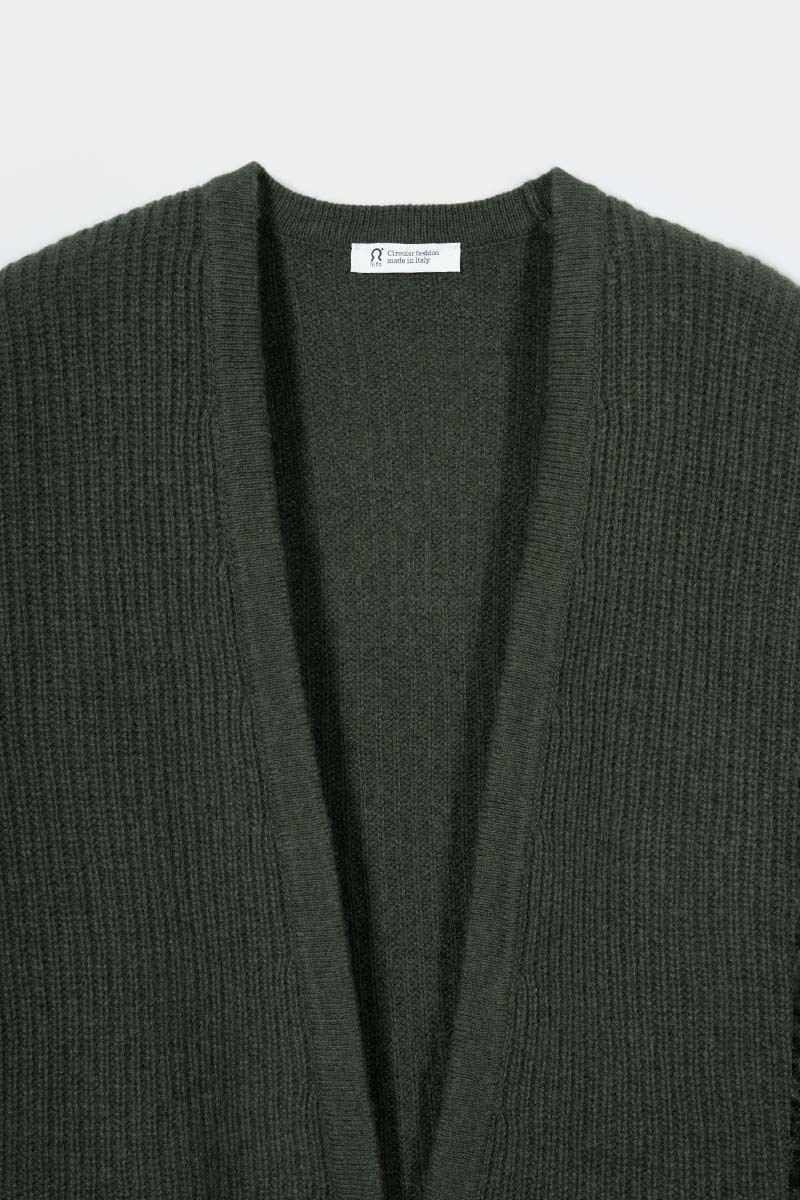 Verde Foresta | Cardigan corto cashmere rigenerato