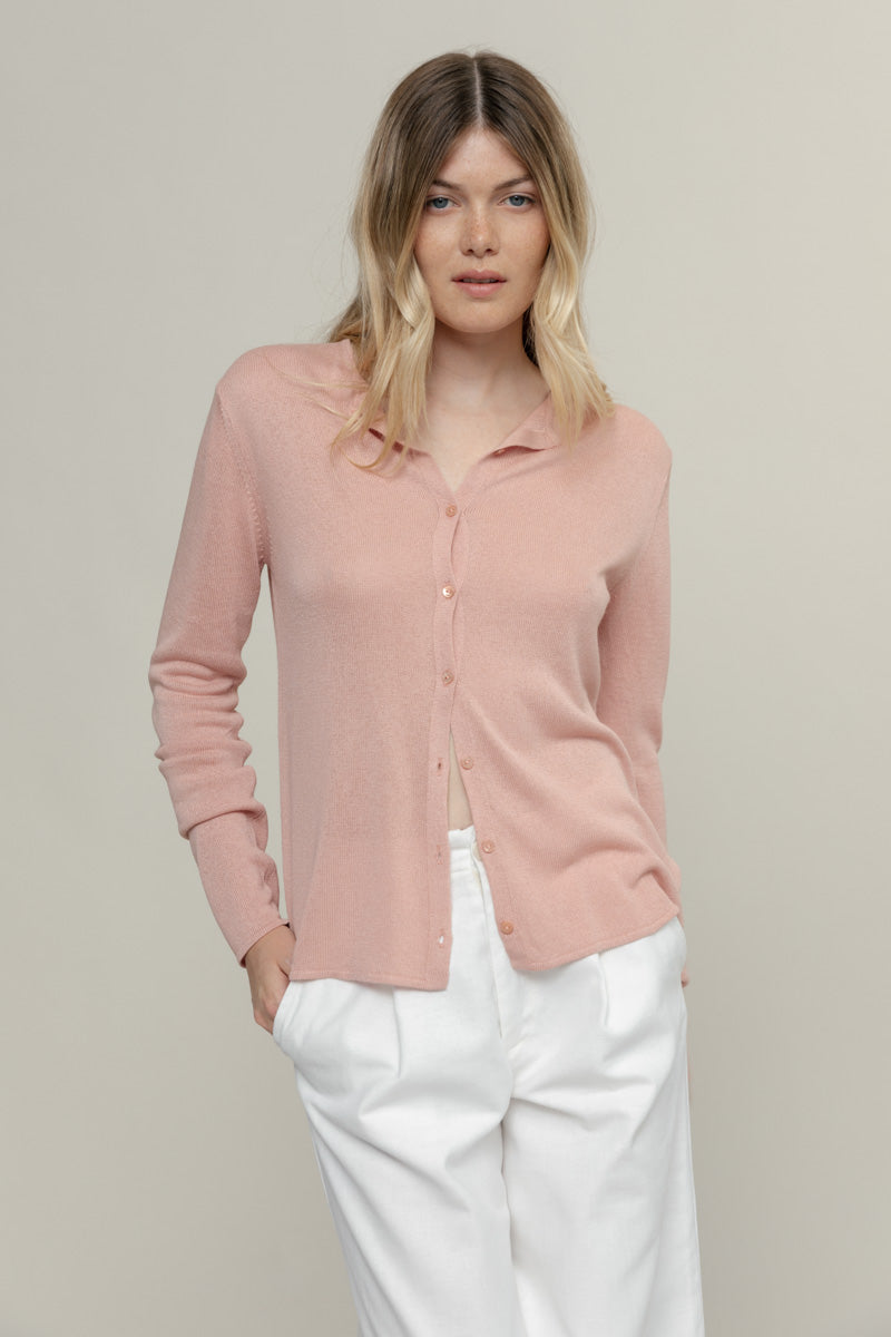Cardigan con Bottoni Donna Viscosa Vanessa Rosa - Rifò