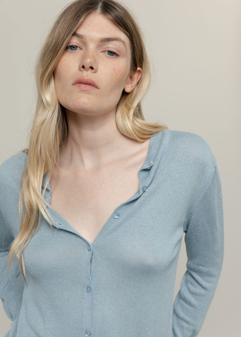 Azzurro Polvere | Cardigan Viscosa Donna Vanessa