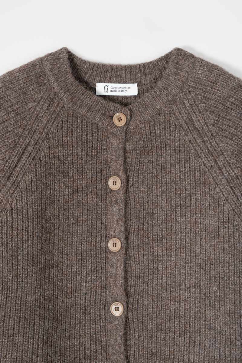 Cardigan Donna Lana Alpaca Riciclata Marrone Vittoria - Rifò Lab Moda circolare made in Italy