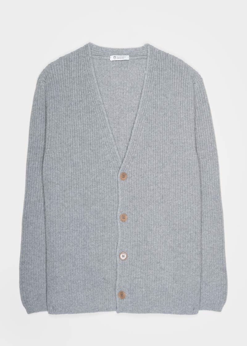 Cardigan Unisex Lana Rigenerata Cleto Grigio