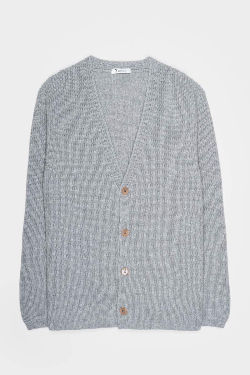 Cardigan Unisex Lana Rigenerata Cleto Grigio