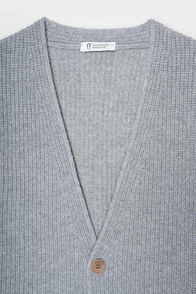 Cardigan Unisex Lana Rigenerata Cleto Grigio