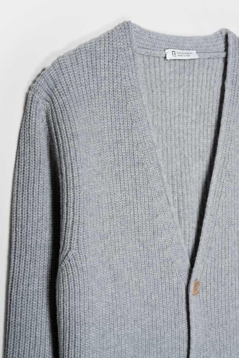 Cardigan Unisex Lana Rigenerata Cleto Grigio