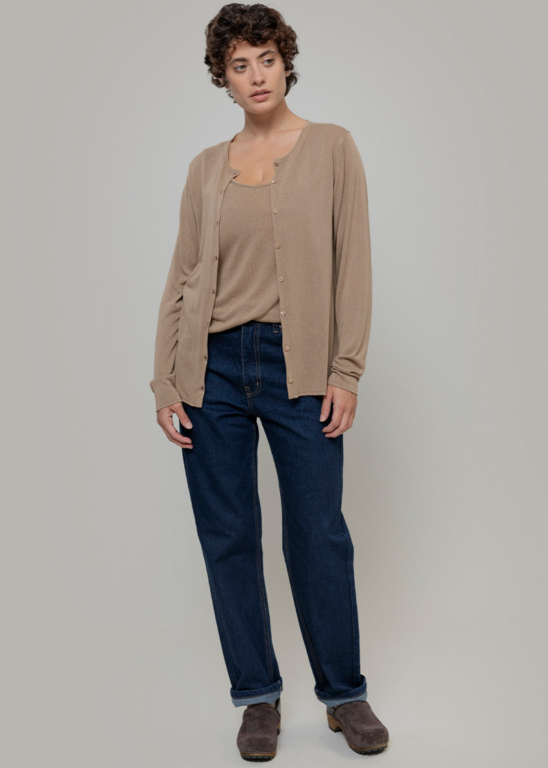 Cardigan Donna Viscosa Vanessa Beige - Rifò Lab Moda circolare made in Italy