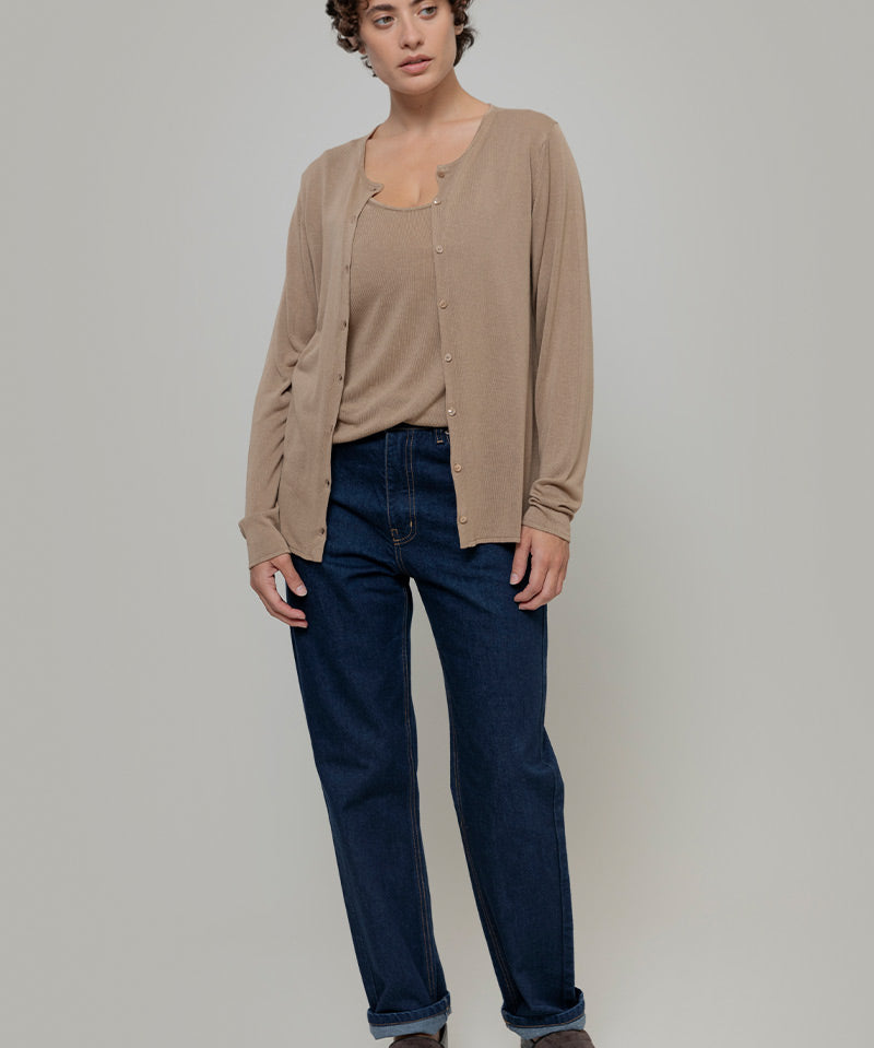 Cardigan Donna Viscosa Vanessa Beige - Rifò Lab Moda circolare made in Italy