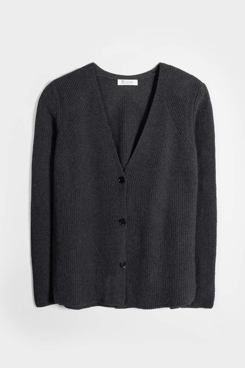 Cardigan Donna Cotone Rigenerato Aspasia Grigio Nero