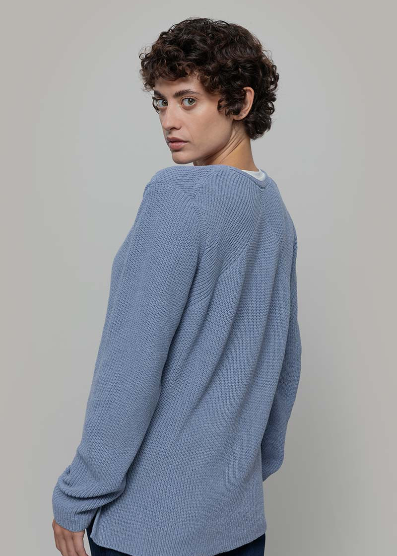Cardigan Donna Cotone Rigenerato Aspasia Blu - Rifò Lab Moda circolare made in Italy