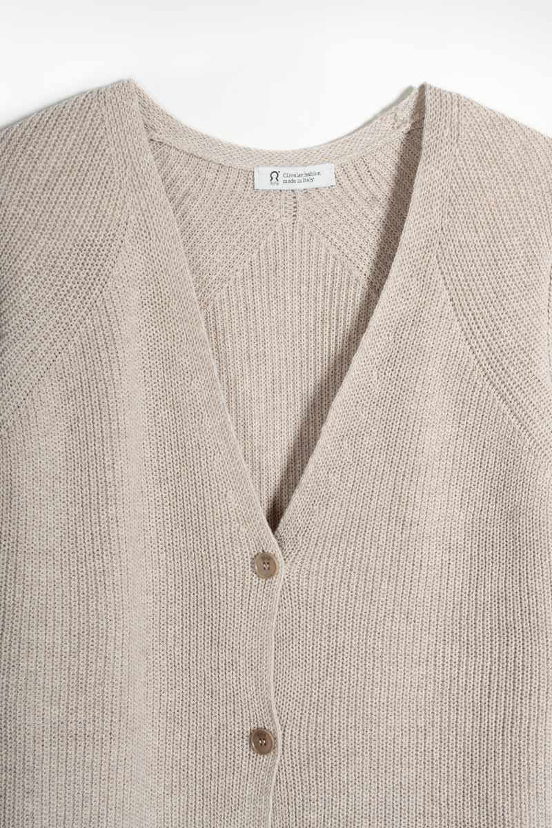 Cardigan Donna Cotone Rigenerato Aspasia Beige