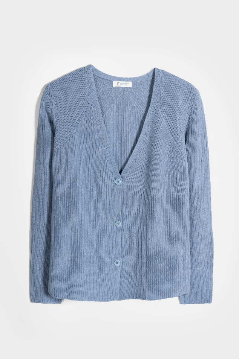 Cardigan Donna Cotone Rigenerato Aspasia Blu