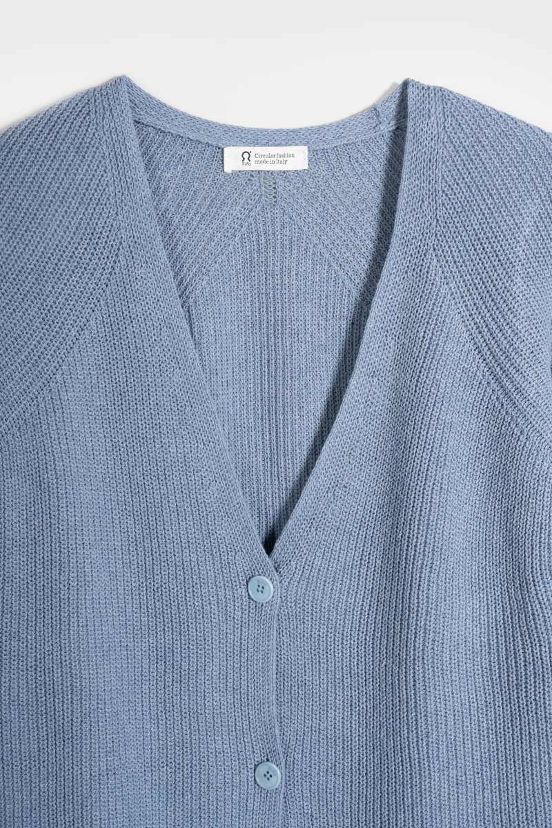 Cardigan Donna Cotone Rigenerato Aspasia Blu