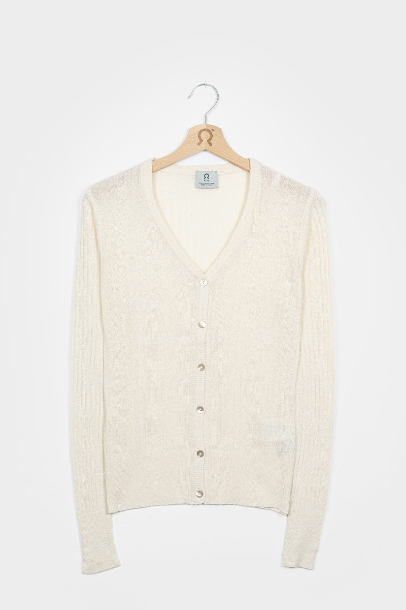 Bianco Grezzo | Cardigan seta rigenerata