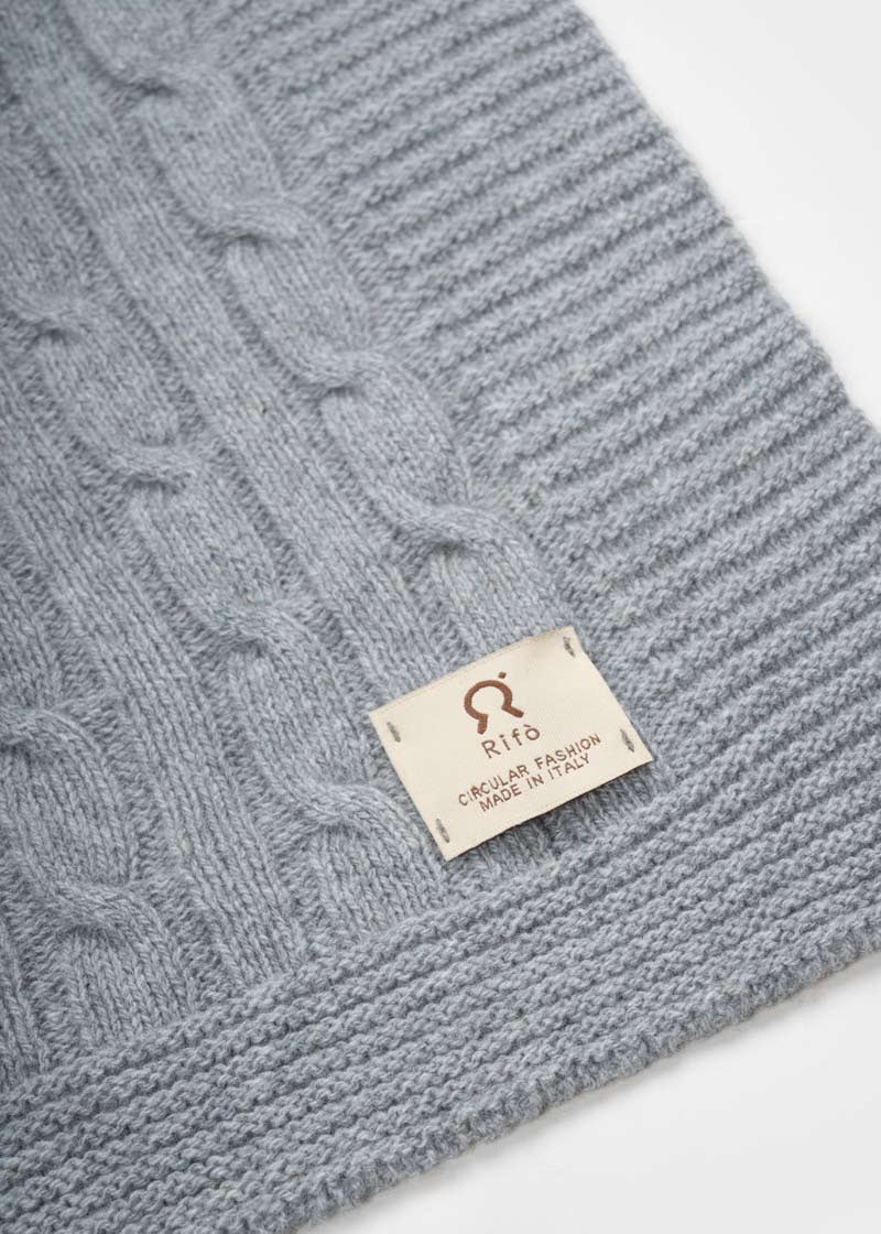 Coperta Lana e Cashmere Rigenerato Grigio Elide - Rifò Lab Moda circolare made in Italy