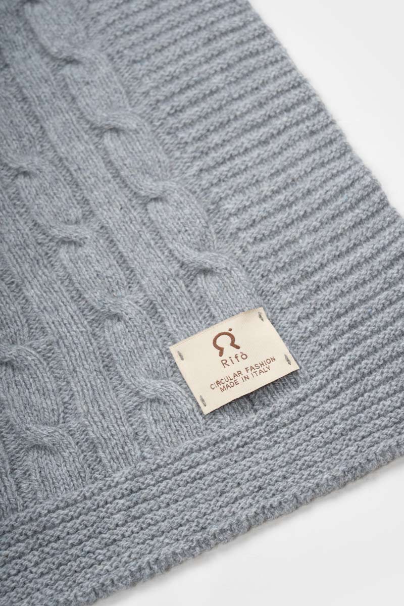 Coperta Lana e Cashmere Rigenerato Grigio Elide - Rifò Lab Moda circolare made in Italy