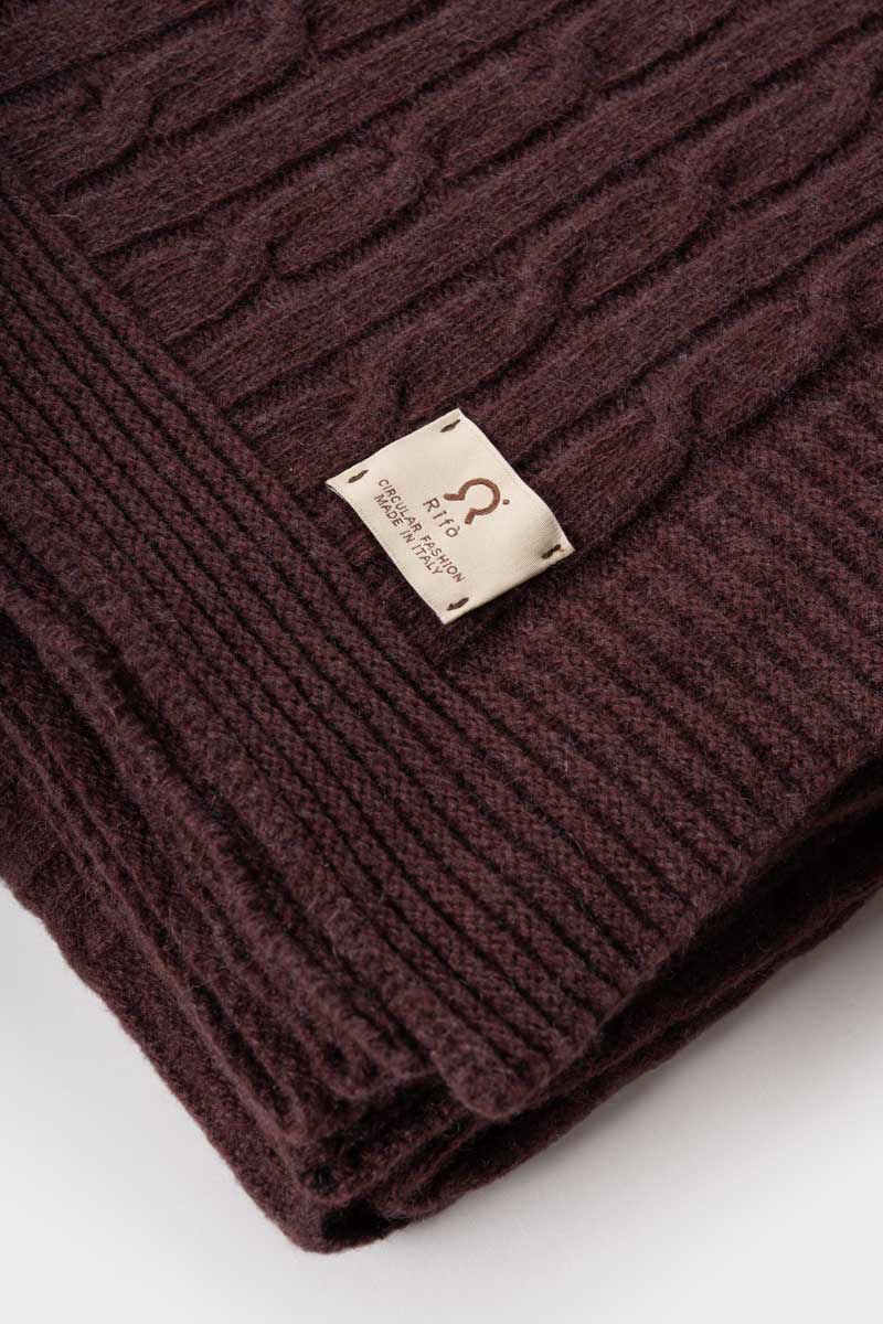 Coperta Lana e Cashmere Rigenerato Marrone Elide - Rifò Lab Moda circolare made in Italy