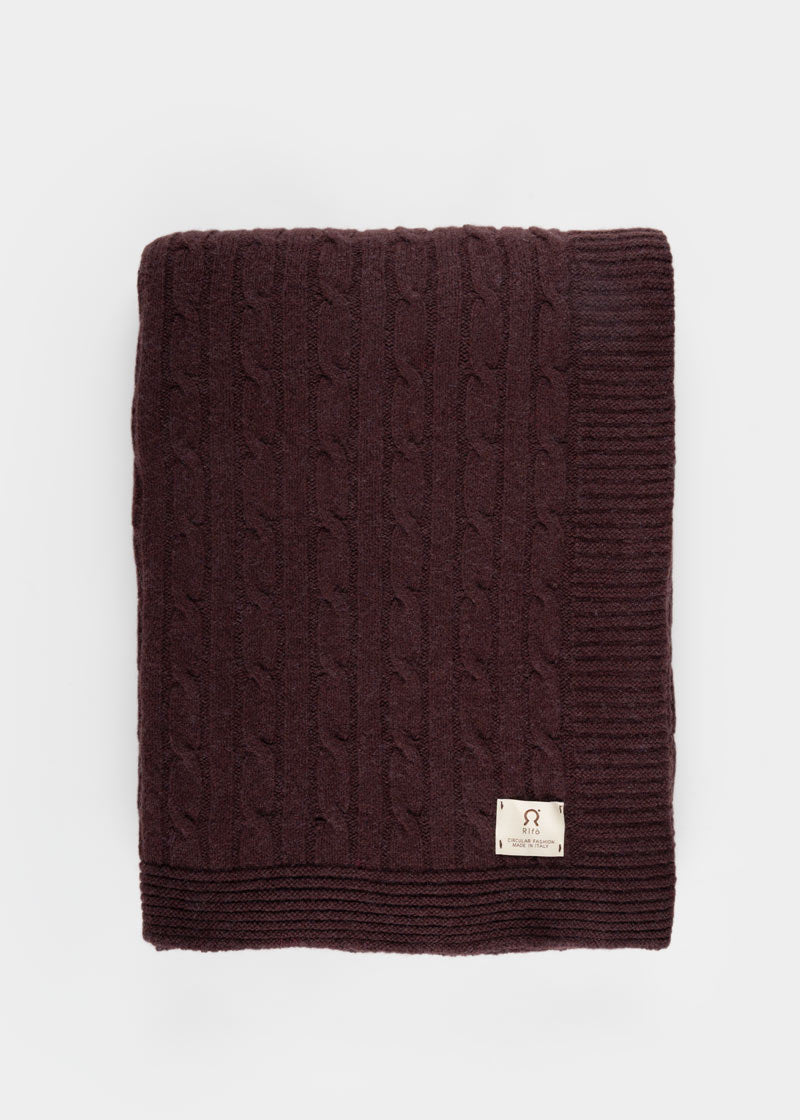 Coperta Lana e Cashmere Rigenerato Marrone Elide - Rifò Lab Moda circolare made in Italy