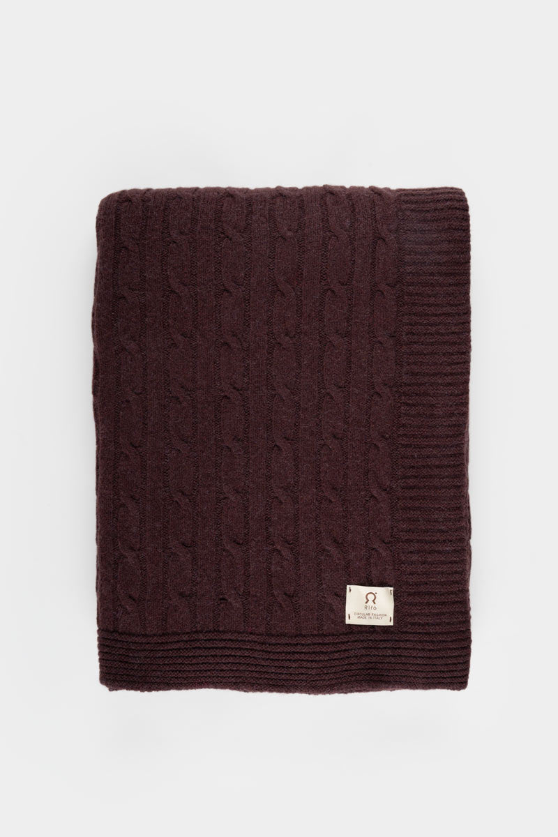 Coperta Lana e Cashmere Rigenerato Marrone Elide - Rifò Lab Moda circolare made in Italy