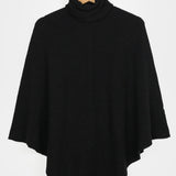 Nero Ardesia | Poncho cashmere rigenerato collo alto