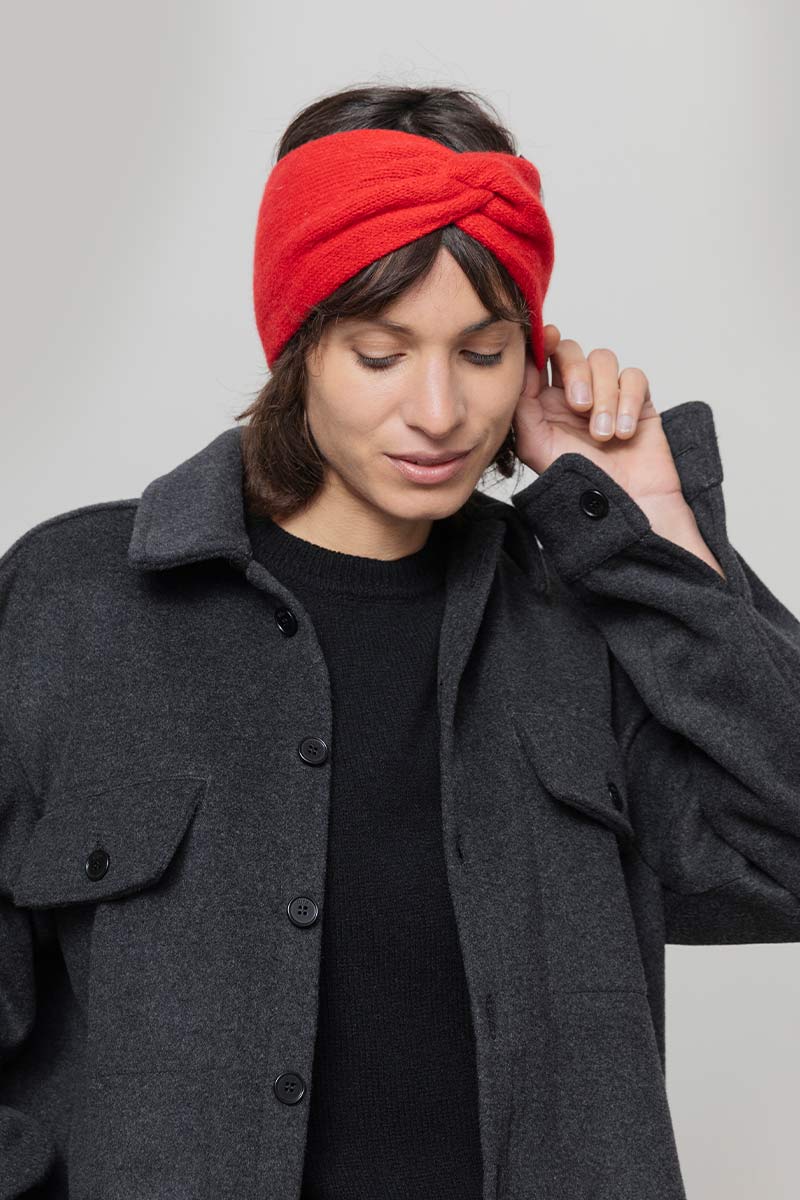 Fascia per Capelli Lana Cashmere Donna Nadia Rossa - Rifò Lab Moda circolare made in Italy