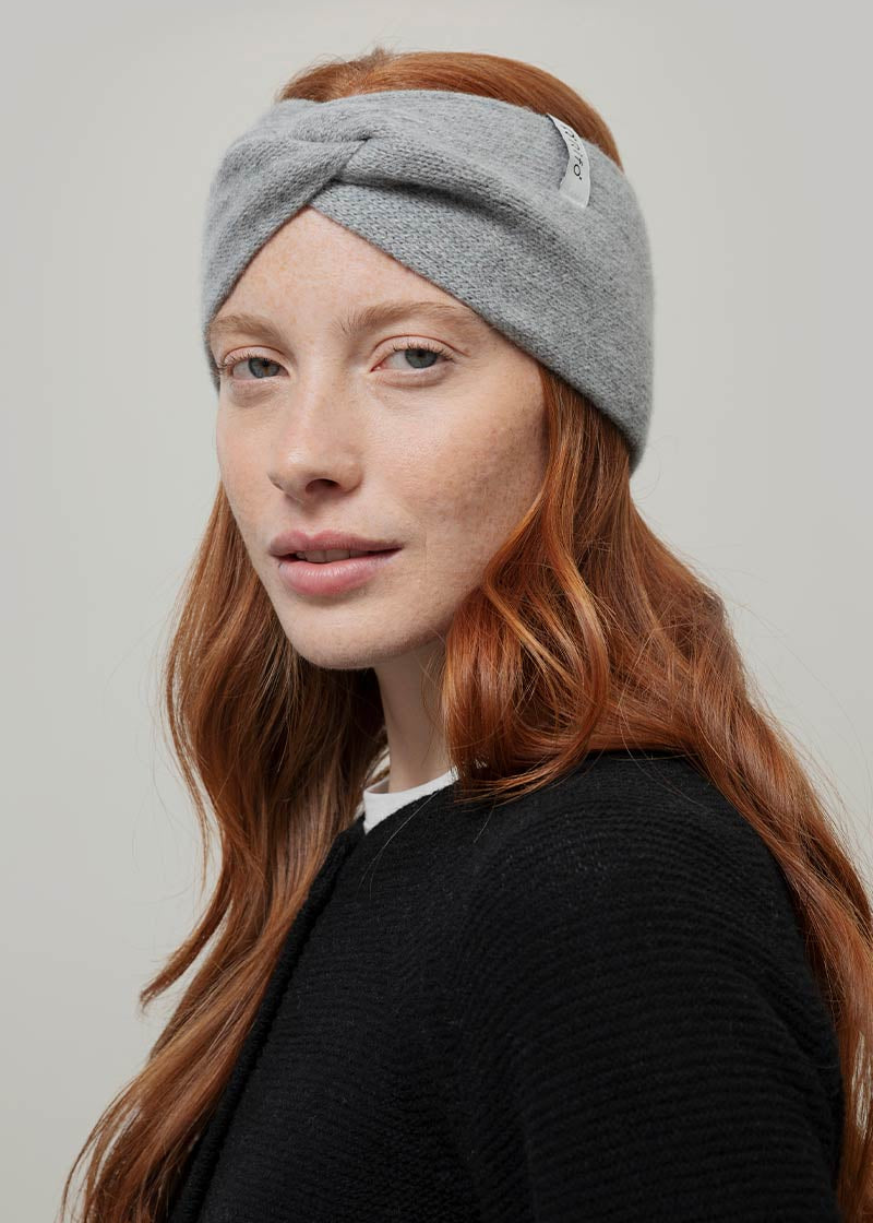 Fascia per Capelli Lana Cashmere Donna Nadia Grigia - Rifò Lab Moda circolare made in Italy